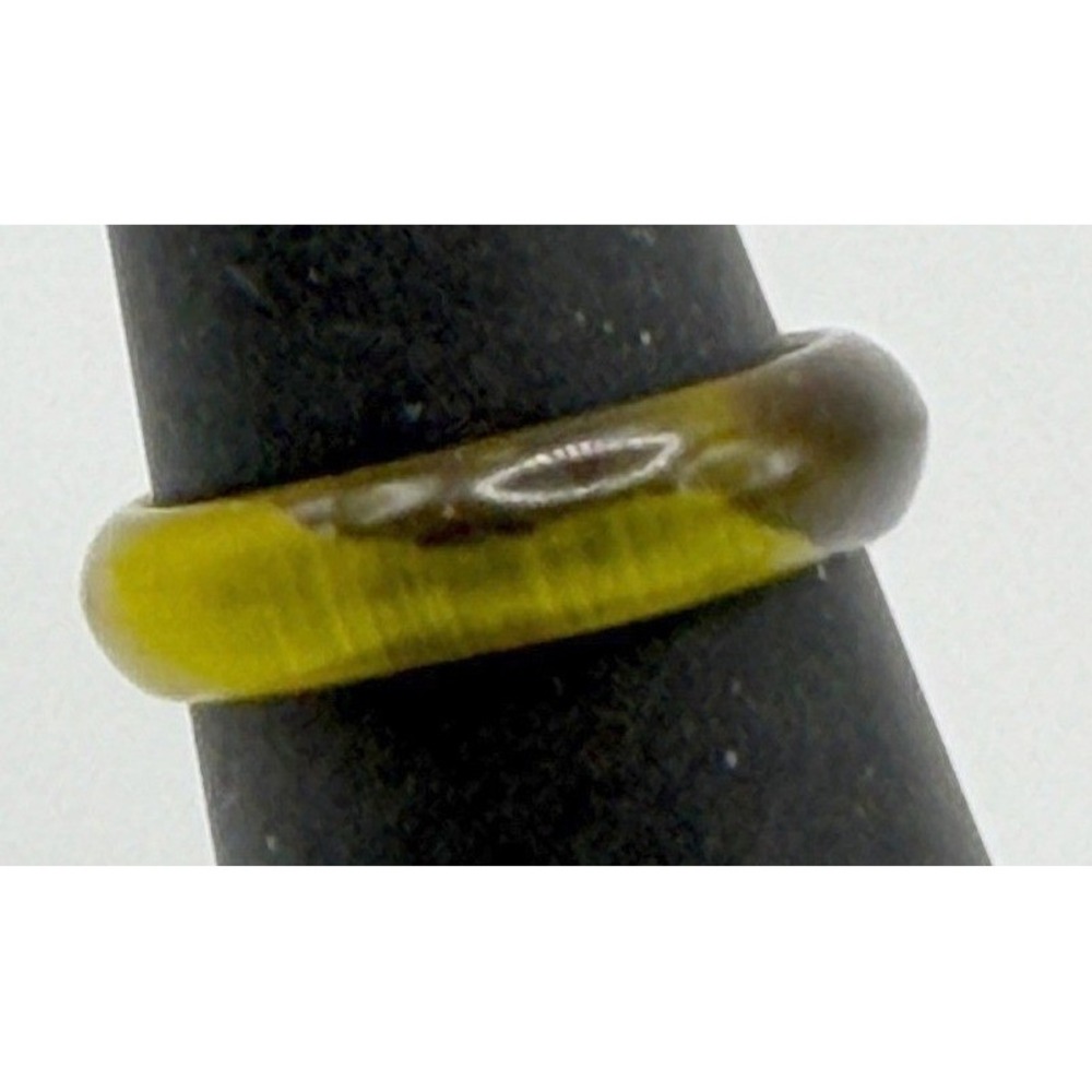 Brown & Amber Tortoiseshell Style Band Ring Smooth Band Size 7